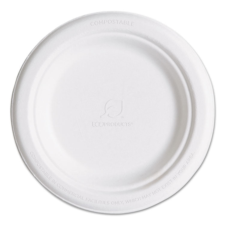 Eco-Products - Renewable and Compostable Sugarcane Plates, 6" dia, Natural White, 1,000/Carton