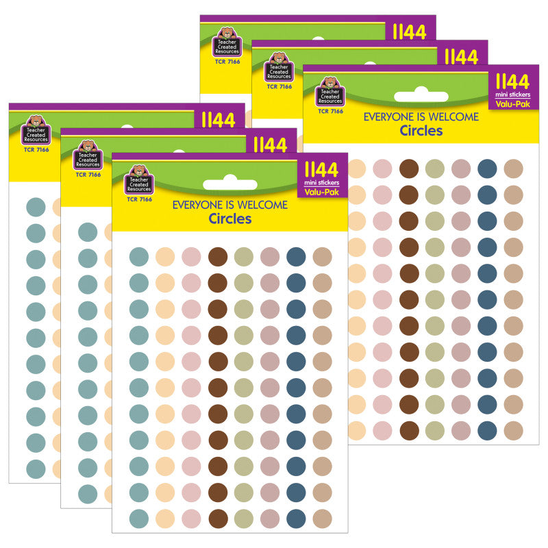 TEACHER CREATED RESOURCES - Everyone is Welcome Circles Mini Stickers Valu-Pak, 1144 Per Pack, 6 Packs