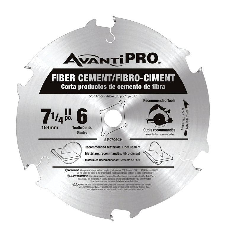 AVANTI - Freud Avanti Pro 7-1/4 in. D X 5/8 in. Fiber Cement TiCo Hi-Density Carbide Circular Saw Blade 6 tee