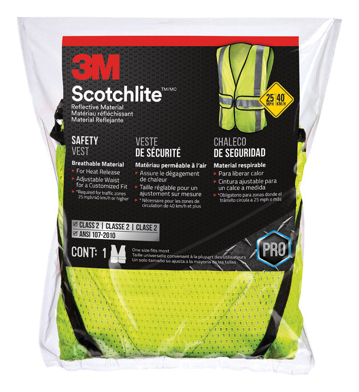 3M - 3M Scotchlite Reflective Safety Vest with Reflective Stripe Yellow One Size Fits Most