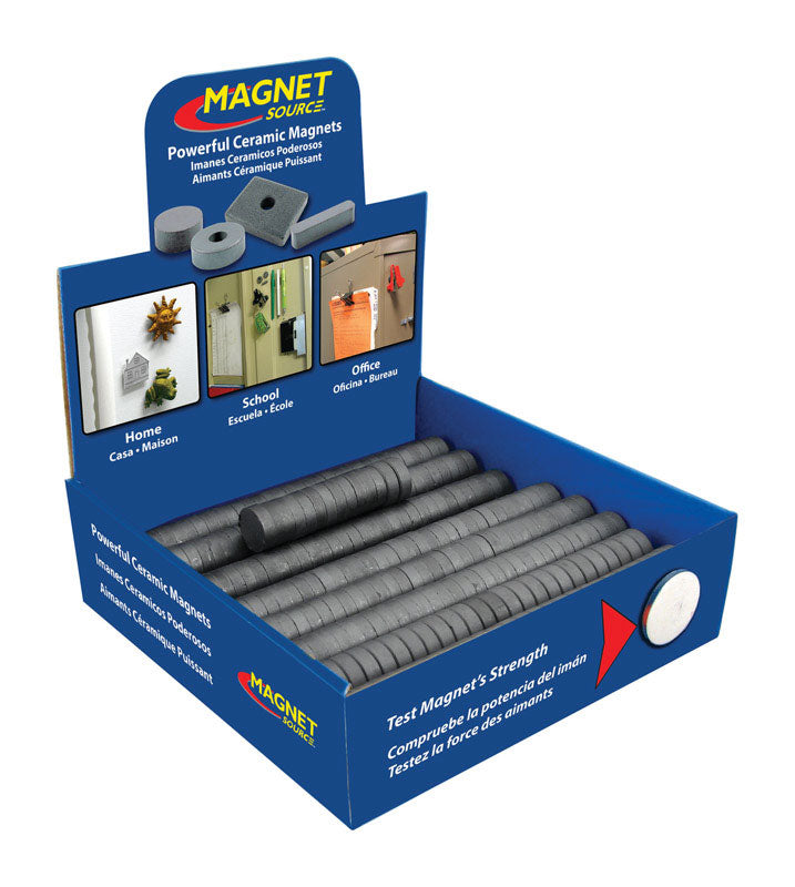 MAGNET SOURCE - Magnet Source .197 in. L X .75 Dia. in. W Black Disc Magnets 0.7 lb. pull 500 pc
