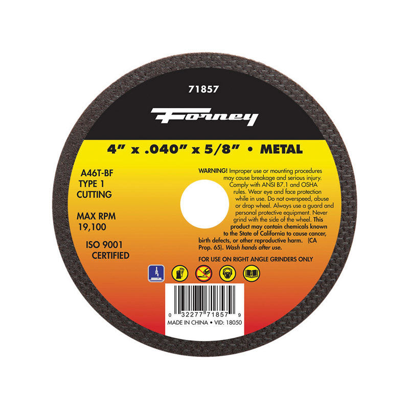 FORNEY - Forney 4 in. D X 5/8 in. Aluminum Oxide Metal Cut-Off Wheel 1 pc [71857]