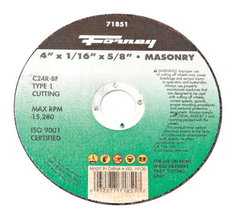 FORNEY - Forney 4 in. D X 5/8 in. Silicon Carbide Masonry Cutting Wheel 1 pc