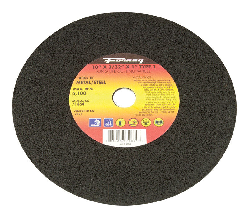 FORNEY - Forney 10 in. D X 5/8 in. Aluminum Oxide Metal Cutting Wheel 1 pc