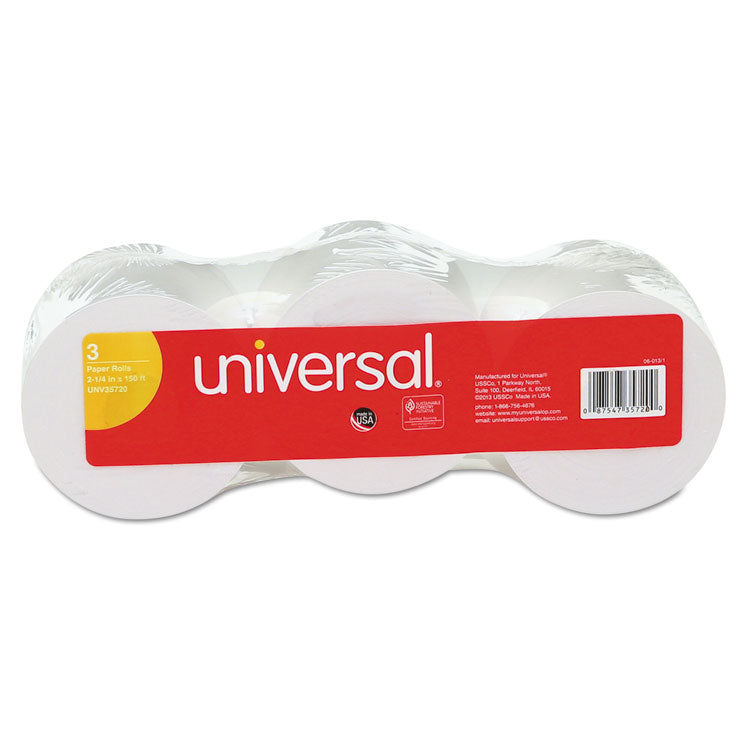 Universal - Impact and Inkjet Print Bond Paper Rolls, 0.5" Core, 2.25" x 150 ft, White, 3/Pack