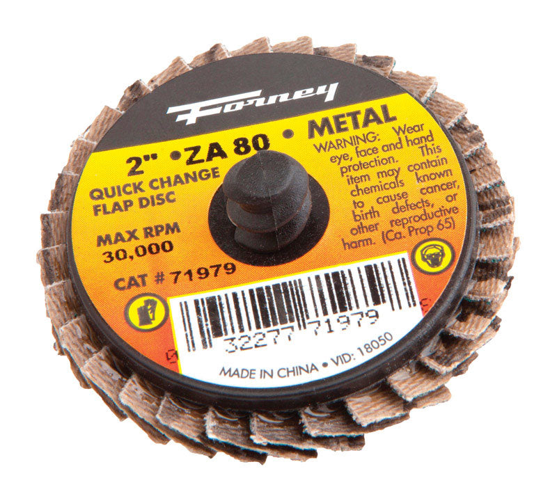 FORNEY - Forney 2 in. D Aluminum Oxide Thread Arbor Flap Disc 80 Grit 1 pc