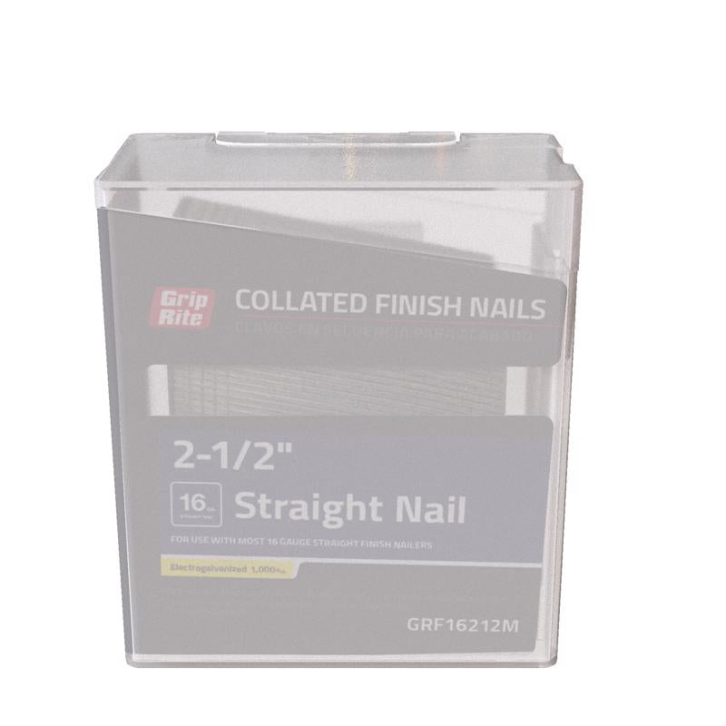 GRIP-RITE - Grip-Rite 2-1/2 in. 16 Ga. Straight Strip Electro Galvanized Finish Nails 1000 pk