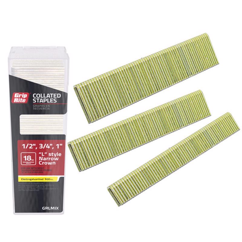 GRIP-RITE - Grip-Rite L-Style 1/4 in. W 18 Ga. Narrow Crown Staples 900 pk