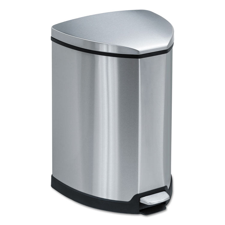 Safco - Step-On Receptacle, 4 gal, Stainless Steel, Chrome/Black