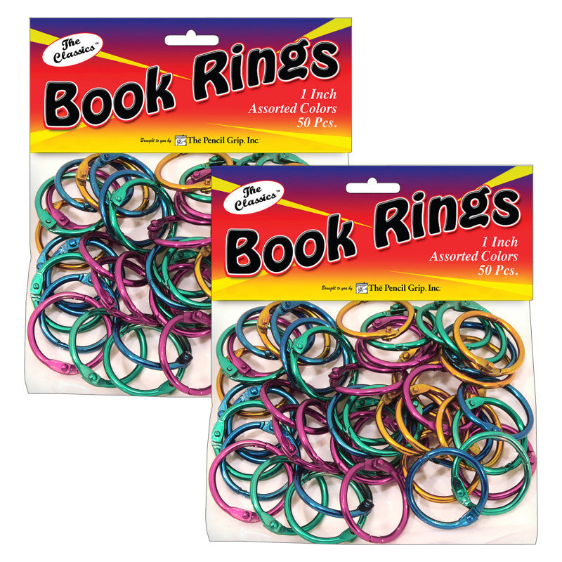THE PENCIL GRIP - Book Rings, Assorted Colors, 50 Pack Per Pack, 2 Packs