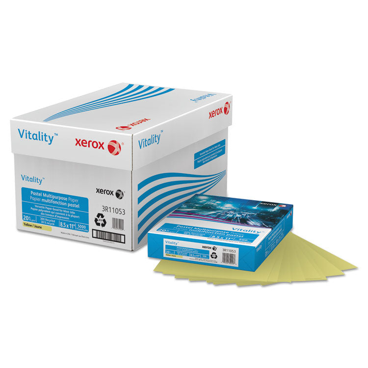 xerox - Multipurpose Pastel Colored Paper, 20 lb Bond Weight, 8.5 x 11, Yellow, 500/Ream