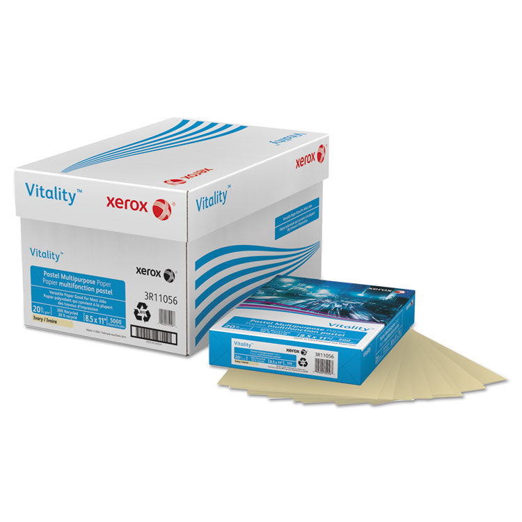 xerox - Multipurpose Pastel Colored Paper, 20 lb Bond Weight, 8.5 x 11, Ivory, 500/Ream