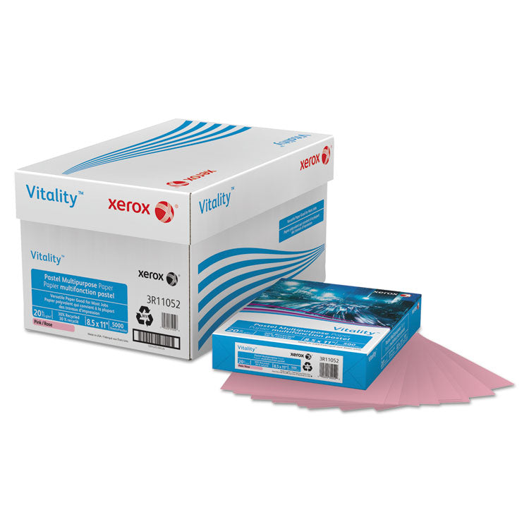 xerox - Multipurpose Pastel Colored Paper, 20 lb Bond Weight, 8.5 x 11, Pink, 500/Ream