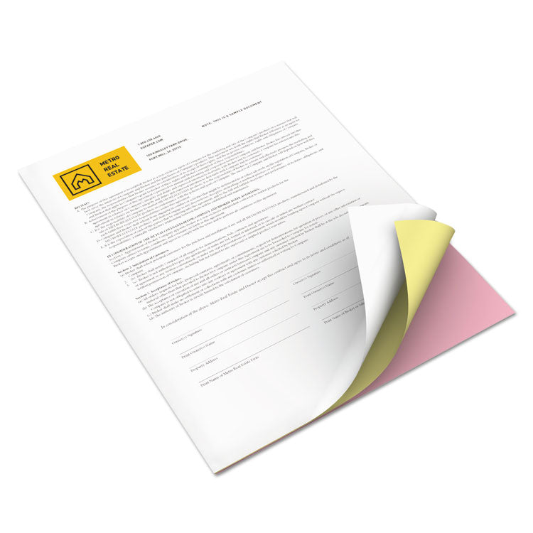 xerox - Revolution Carbonless 3-Part Paper, 8.5 x 11, Canary/Pink/White, 2,505/Carton