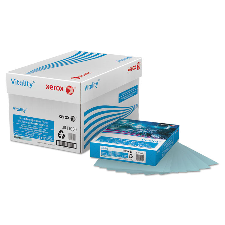 xerox - Multipurpose Pastel Colored Paper, 20 lb Bond Weight, 8.5 x 11, Blue, 500/Ream