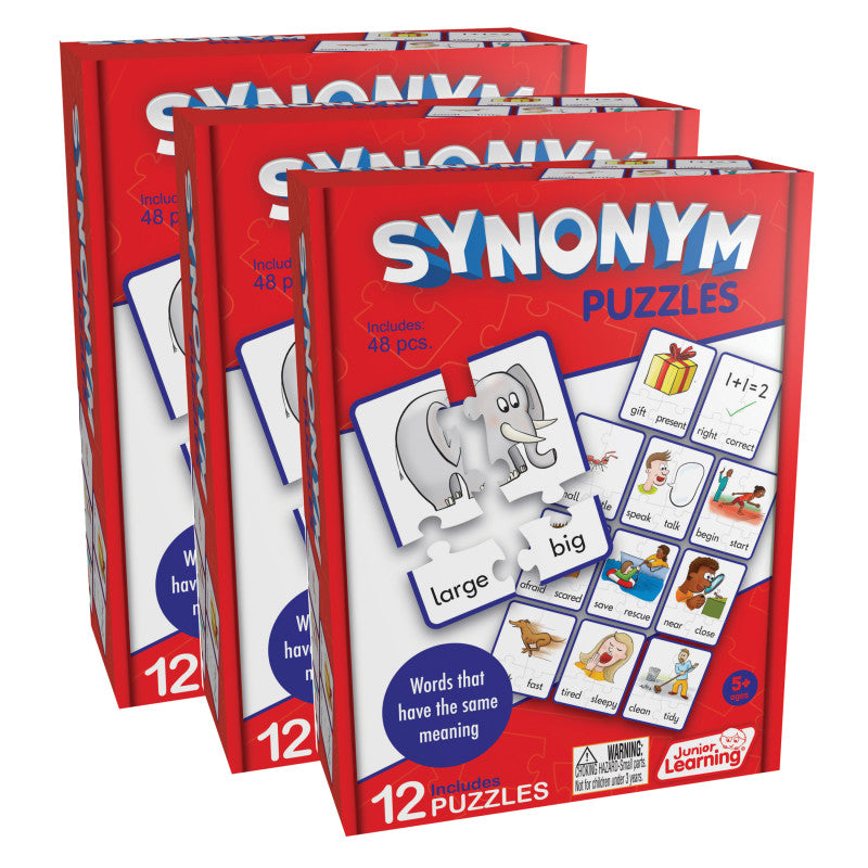 JUNIOR LEARNING - Synonym Puzzles, 12 Per Set, 3 Sets