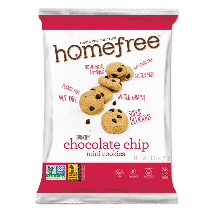 Homefree - Gluten Free Chocolate Chip Mini Cookies, 1.1 oz Pack, 30/Carton