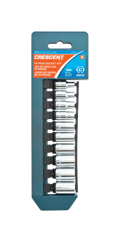 CRESCENT - Crescent Assorted Sizes X 1/4 in. drive Metric 6 Point Standard Socket Set 10 pc