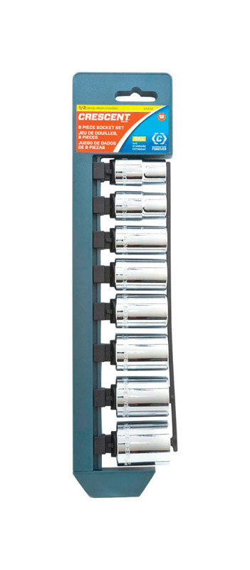 CRESCENT - Crescent Assorted Sizes X 1/2 in. drive SAE 12 Point Socket Set 8 pc