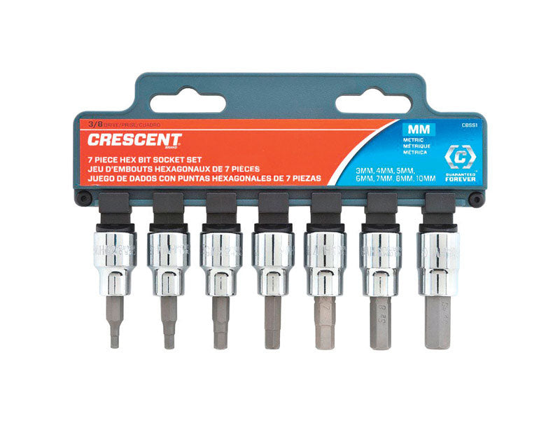 CRESCENT - Crescent Assorted Sizes X 3/8 in. drive Metric 6 Point Hex Bit Socket Set 7 pc