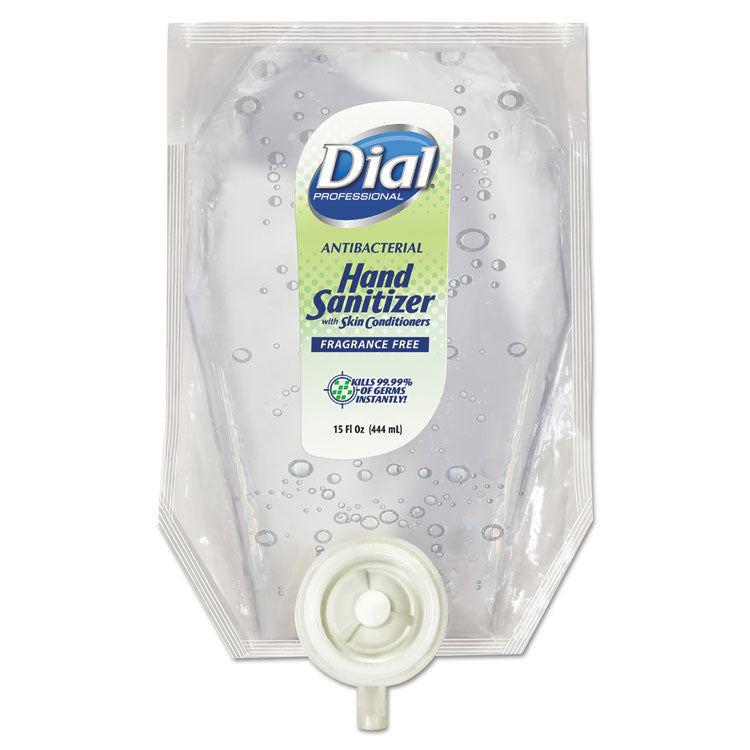 Dial Professional - Antibacterial Gel Hand Sanitizer Refill for Eco-Smart Dispenser, Fragrance-Free, 15 oz, 6/Carton