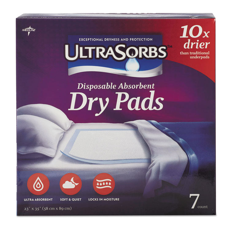 Medline - Ultrasorbs Disposable Dry Pads, 23" x 35", Blue, 7/Box