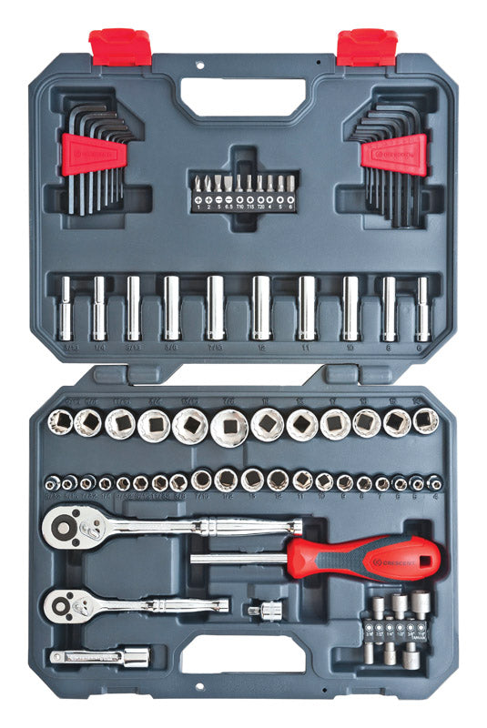 CRESCENT - Crescent 1/4 and 3/8 in. drive SAE/Metric 6 and 12 Point Socket Wrench Set 84 pc