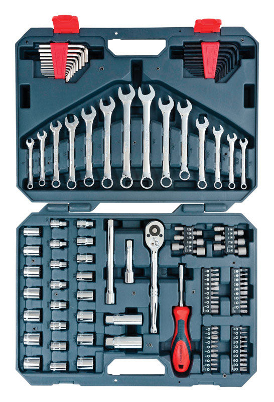 CRESCENT - Crescent Assorted Sizes X 3/8 in. drive Metric and SAE 6 and 12 Point Mechanic's Tool Set 128 pc