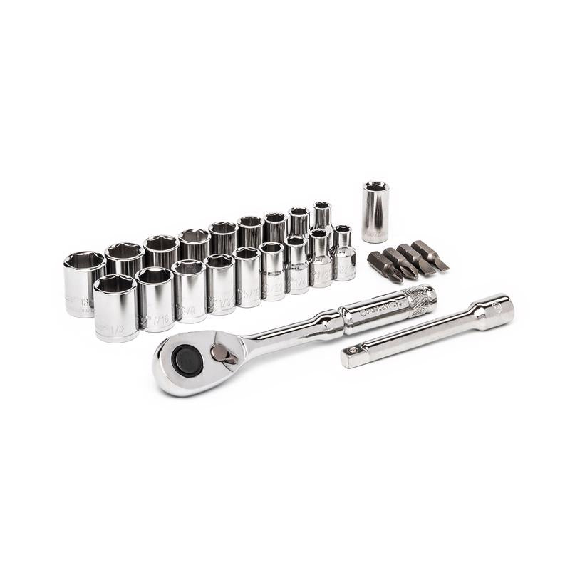 CRESCENT - Crescent 1/4 in. X 1/4 in. drive Metric and SAE 6 Point Socket Wrench Set 25 pc