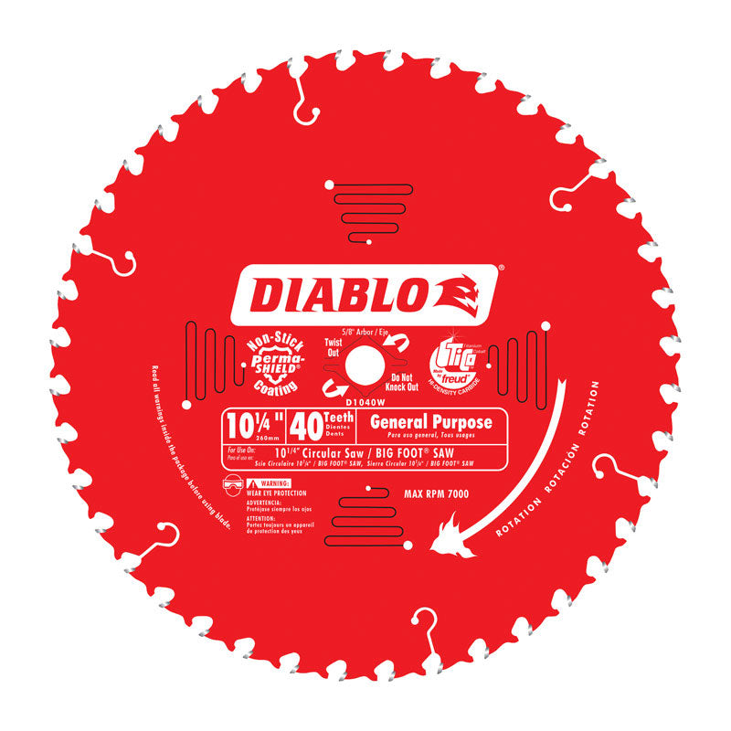 FREUD - Diablo 10-1/4 in. D X 5/8 in. TiCo Hi-Density Carbide Circular Saw Blade 40 teeth 1 pk