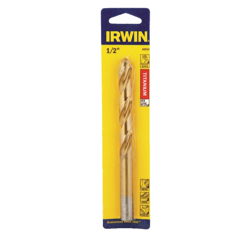 IRWIN - Irwin 1/2 in. X 6 in. L High Speed Steel Drill Bit Straight Shank 1 pc [63932]