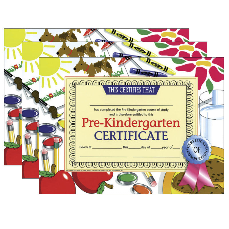 HAYES PUBLISHING - Pre-Kindergarten Certificate, 8.5" x 11", 30 Per Pack, 3 Packs (H-VA499-3)