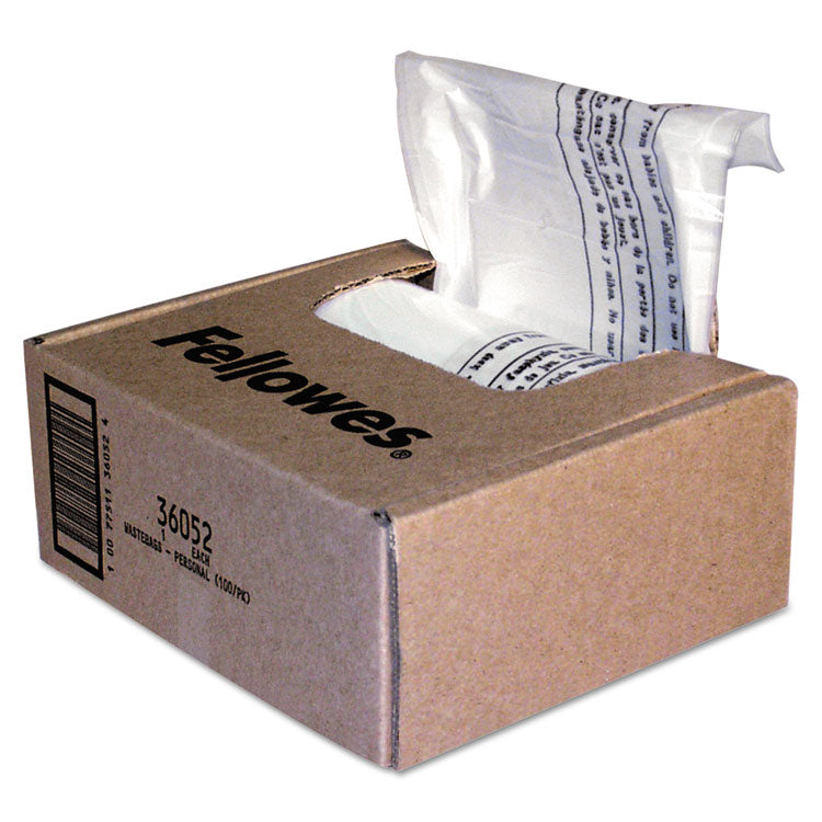 Fellowes - Shredder Waste Bags, 6-7 gal Capacity, 100/Carton