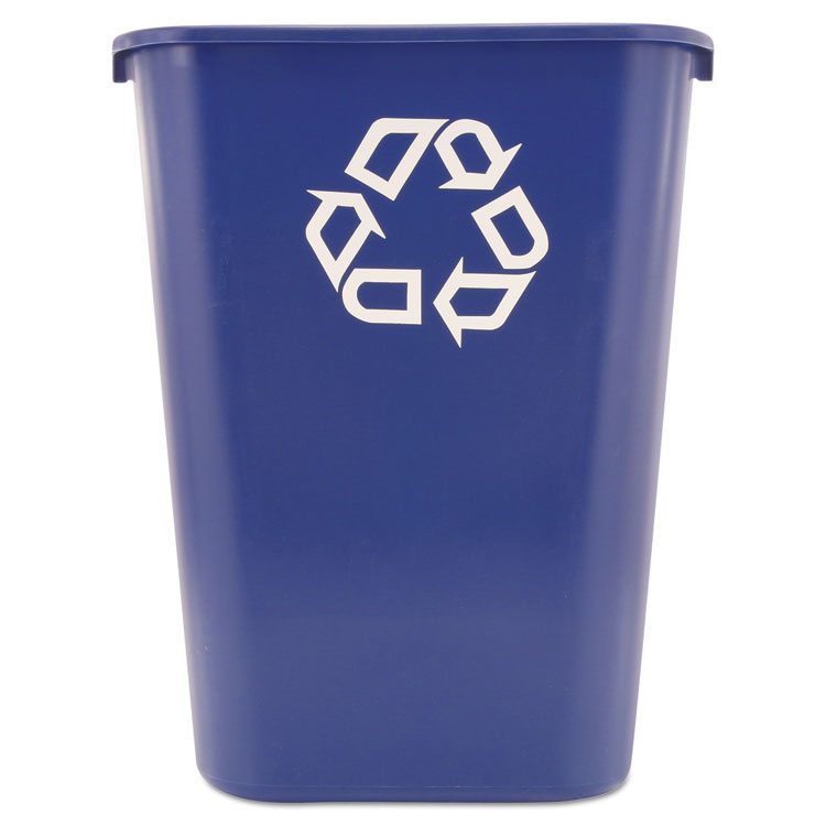 Rubbermaid Commercial - Deskside Recycling Container with Symbol, Large, 41.25 qt, Plastic, Blue