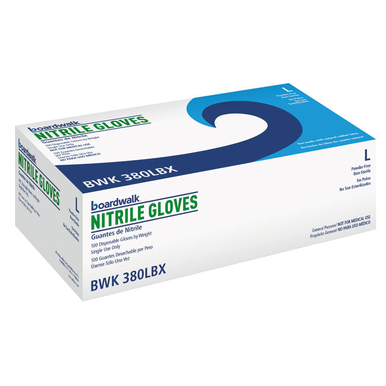 Boardwalk - Disposable General-Purpose Nitrile Gloves, Large, Blue, 4 mil, 100/Box