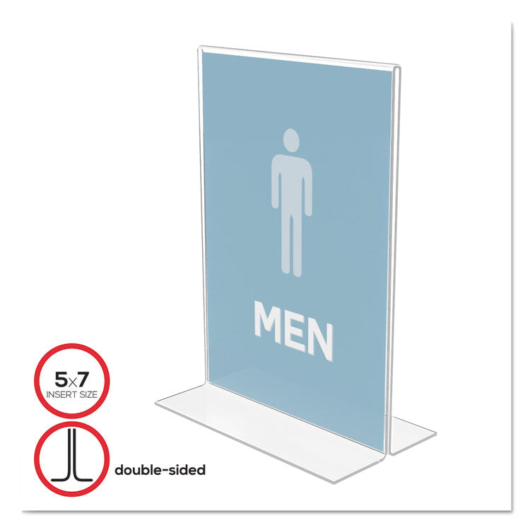 deflecto - Classic Image Double-Sided Sign Holder, 5 x 7 Insert, Clear