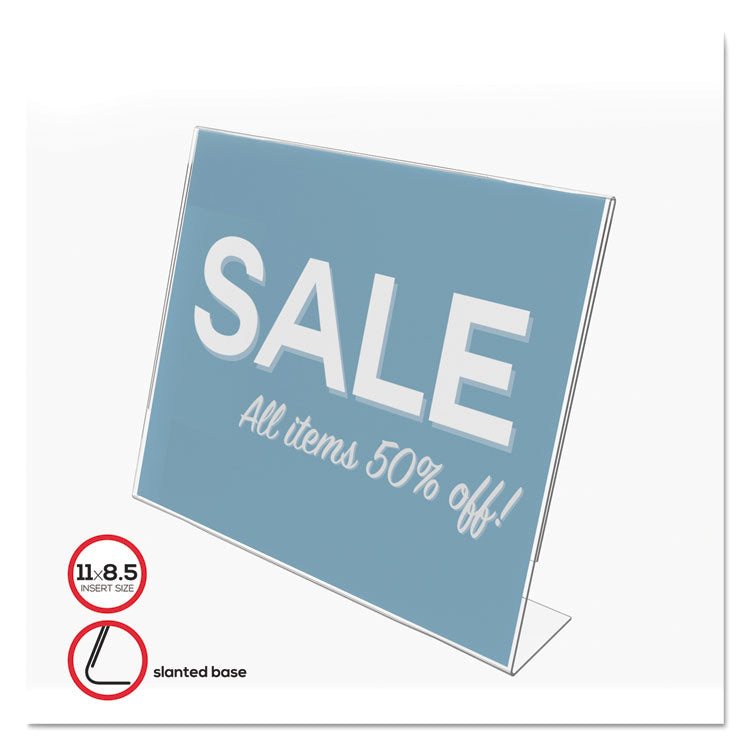 deflecto - Classic Image Slanted Sign Holder, Landscaped, 11 x 8.5 Insert, Clear