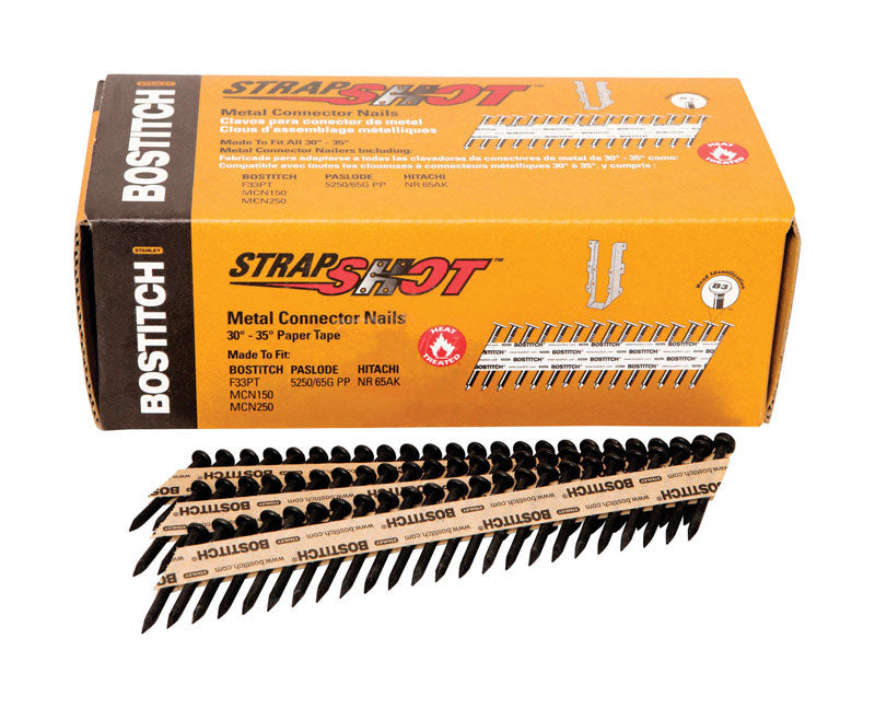 BOSTITCH - Bostitch StrapShot 1-1/2 in. 11 Ga. Straight Strip Brite Metal Connector Nails 35 deg 1000 pk