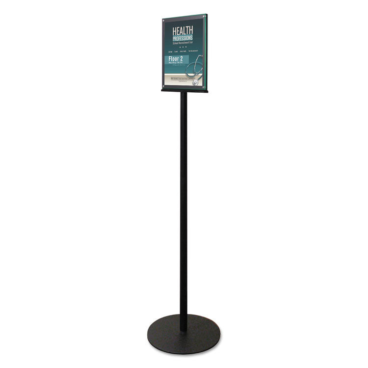 deflecto - Double-Sided Magnetic Sign Display, 8.5 x 11 Insert, 56" Tall, Clear/Black