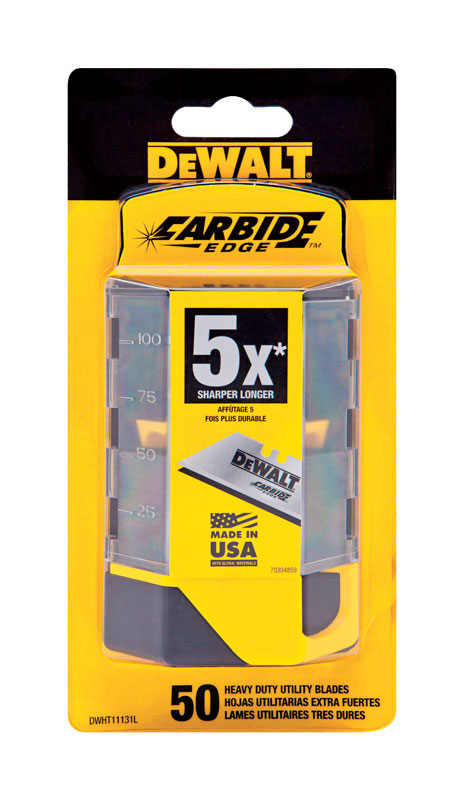 DEWALT - DeWalt Carbide Edge Steel Heavy Duty Utility Blade 2-1/2 in. L 50 pc