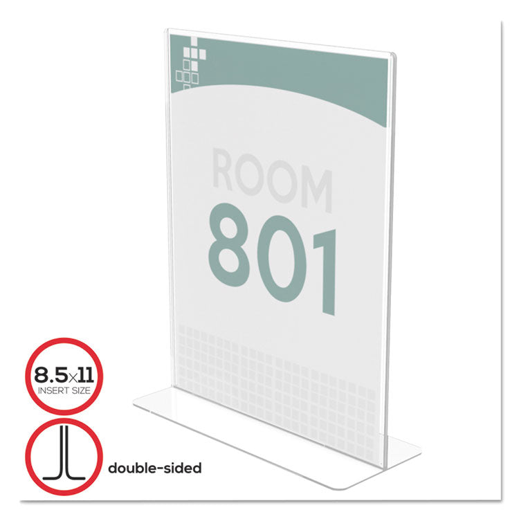 deflecto - Superior Image Double Sided Sign Holder, 8.5 x 11 Insert, Clear