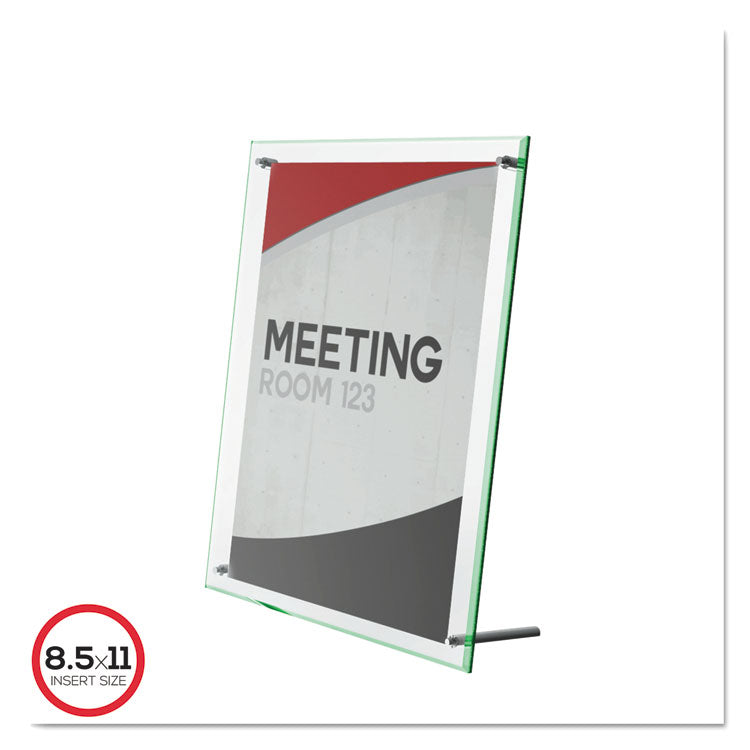 deflecto - Superior Image Beveled Edge Sign Holder, Letter Insert, Clear/Green-Tinted Edges