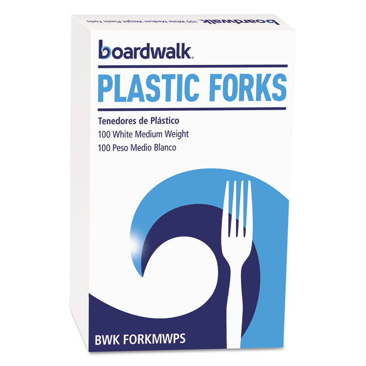 Boardwalk - Mediumweight Polystyrene, Fork, White, 10 Boxes of 100/Carton