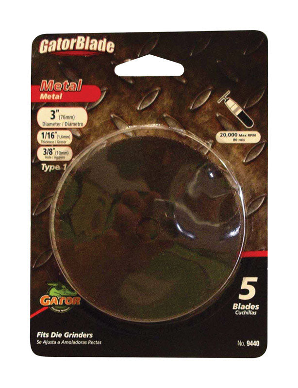 GATOR - Gator 3 in. D X 3/8 in. Aluminum Oxide Metal Cut-Off Blade 5 pc [9440GA]