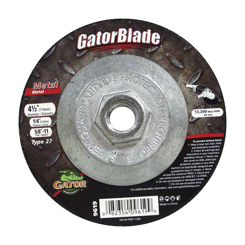 GATOR - Gator 4-1/2 in. D X 5/8 in. in. Metal Grinding Wheel - Case of 5