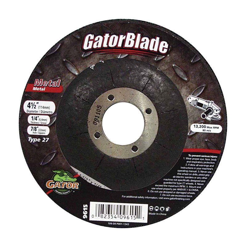 GATOR - Gator 4-1/2 in. D X 7/8 in. in. Metal Grinding Wheel [9615]