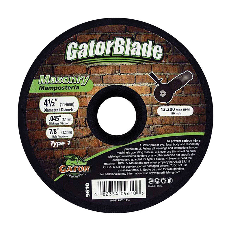GATOR - Gator 4-1/2 in. D X 7/8 in. Aluminum Oxide Masonry Cut-Off Wheel 1 pc
