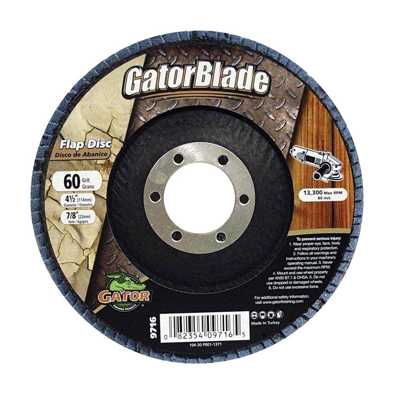 GATOR - Gator 4-1/2 in. D X 7/8 in. Zirconia Aluminum Oxide Flap Disc 60 Grit 1 pk