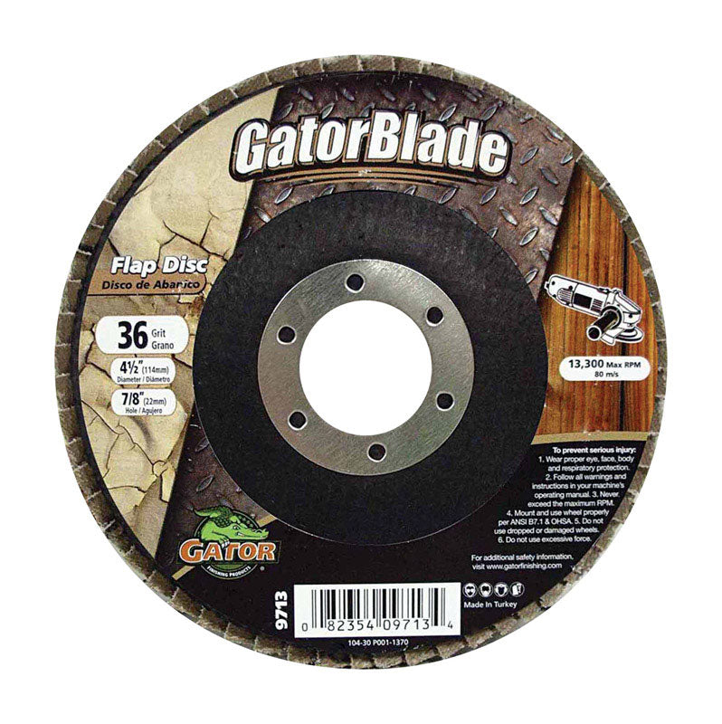GATOR - Gator 4-1/2 in. D X 7/8 in. Zirconia Aluminum Oxide Flap Disc 36 Grit 1 pk