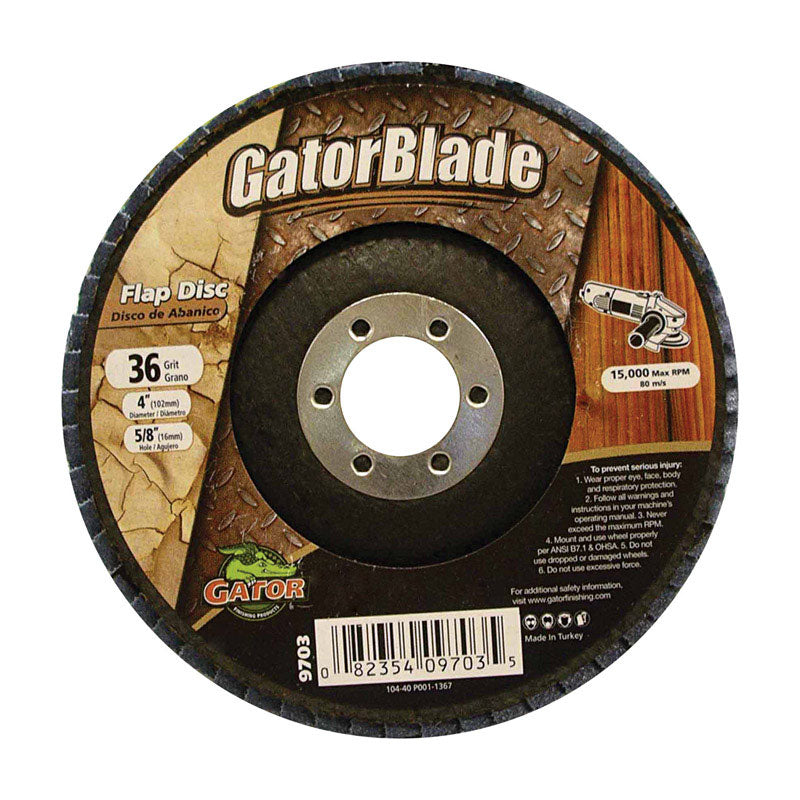 GATOR - Gator 4 in. D X 5/8 in. Aluminum Oxide Flap Disc 36 Grit 1 pk